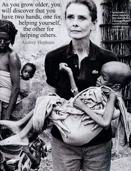fessyfess: Audrey Hepburn spent many years in Africa helping the helpless. Yet all the pictures on Tumblr show her as a fashion icon. Fashion passes in a wink, compassion lasts forever. 