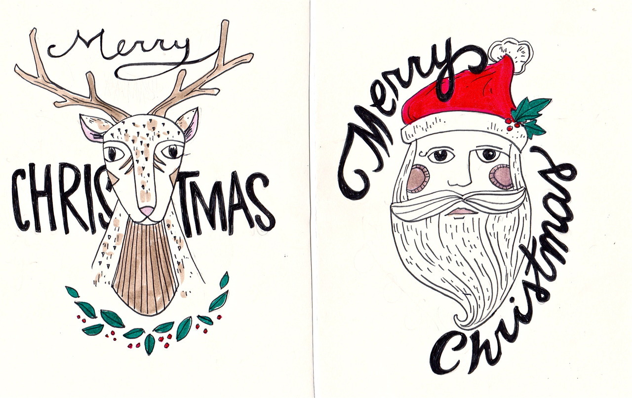 Pen drawings, Leah Schmidt Happy Holidays*~
